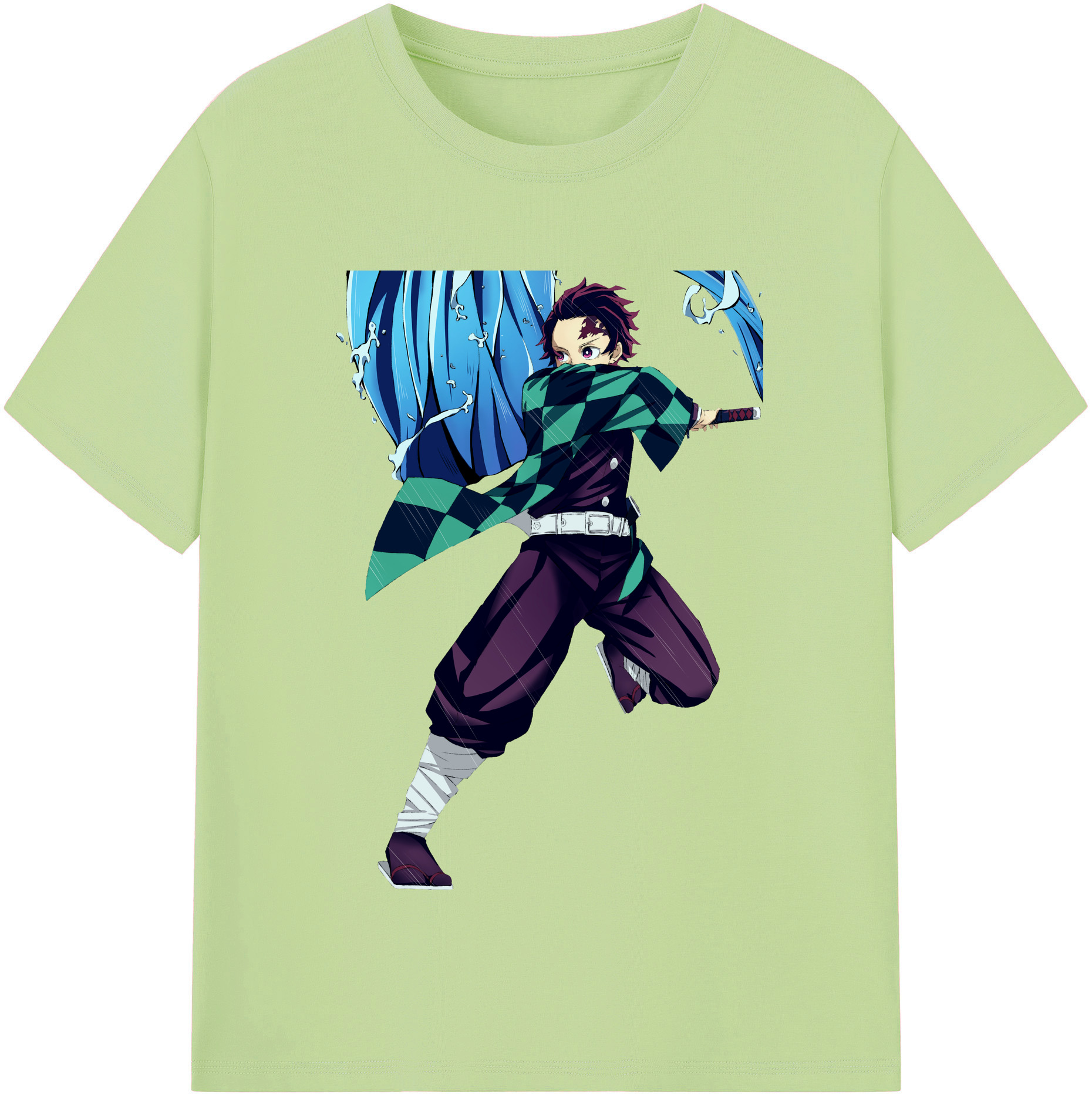 （画像用） 鬼滅の刃 竈門 炭治郎／かまど たんじろう Kamado Tanjirou 綿100％半袖Tシャツ（フロントプリント）